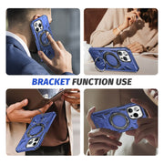 For iPhone 14 Pro Max MagSafe Magnetic Shockproof Phone Case with Ring Holder(Navy Blue)