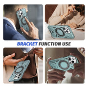 For iPhone 14 Pro Max MagSafe Magnetic Shockproof Phone Case with Ring Holder(Green)