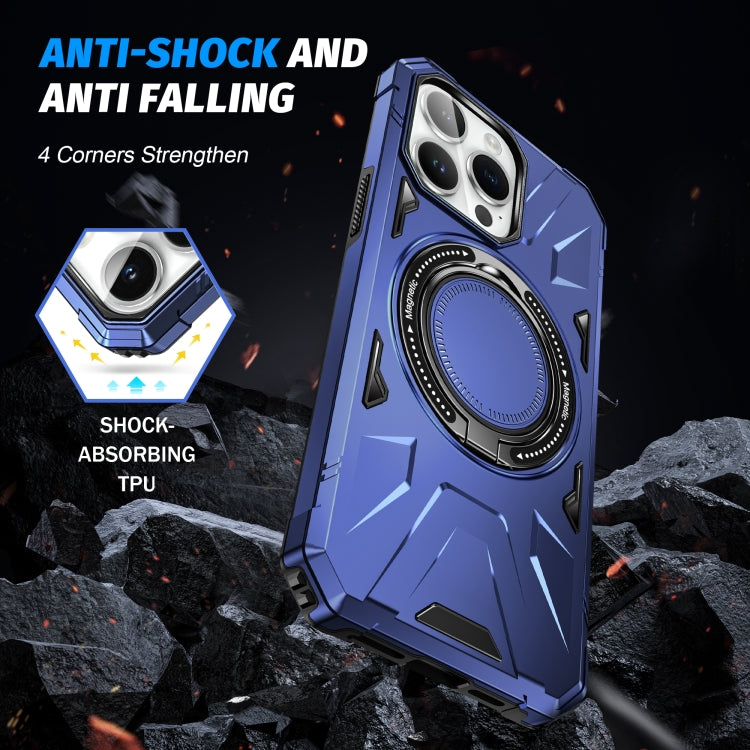 For iPhone 13 Pro MagSafe Magnetic Shockproof Phone Case with Ring Holder(Navy Blue)