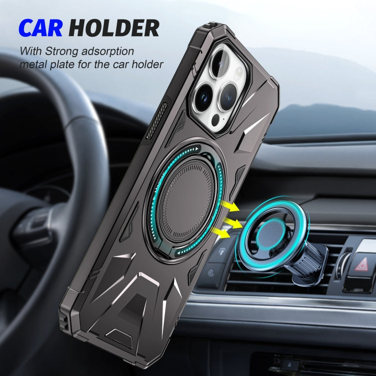 For iPhone 13 Pro MagSafe Magnetic Shockproof Phone Case with Ring Holder(Dark Grey)