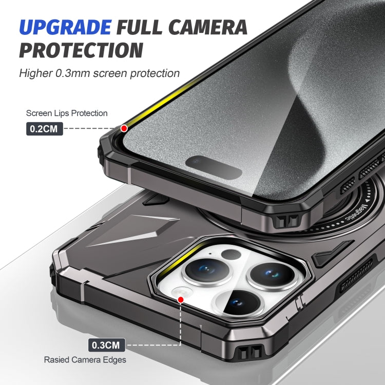 For iPhone 11 MagSafe Magnetic Shockproof Phone Case with Ring Holder(Dark Grey)