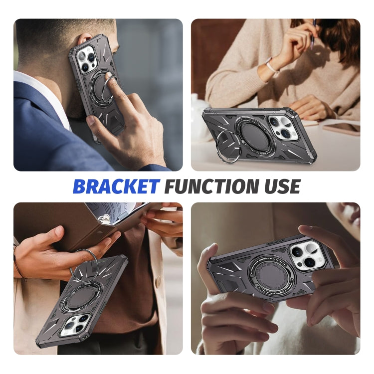 For iPhone 11 MagSafe Magnetic Shockproof Phone Case with Ring Holder(Dark Grey)