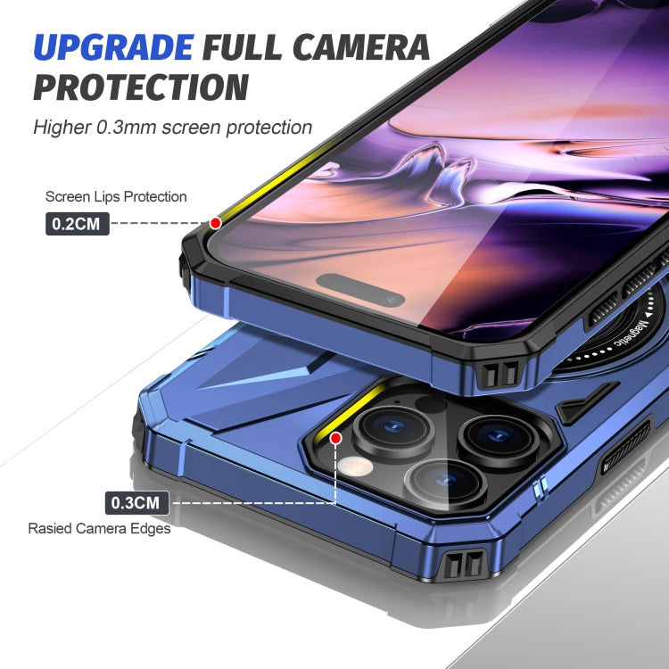 For iPhone 16 Pro Max MagSafe Magnetic Shockproof Phone Case with Ring Holder(Navy Blue)