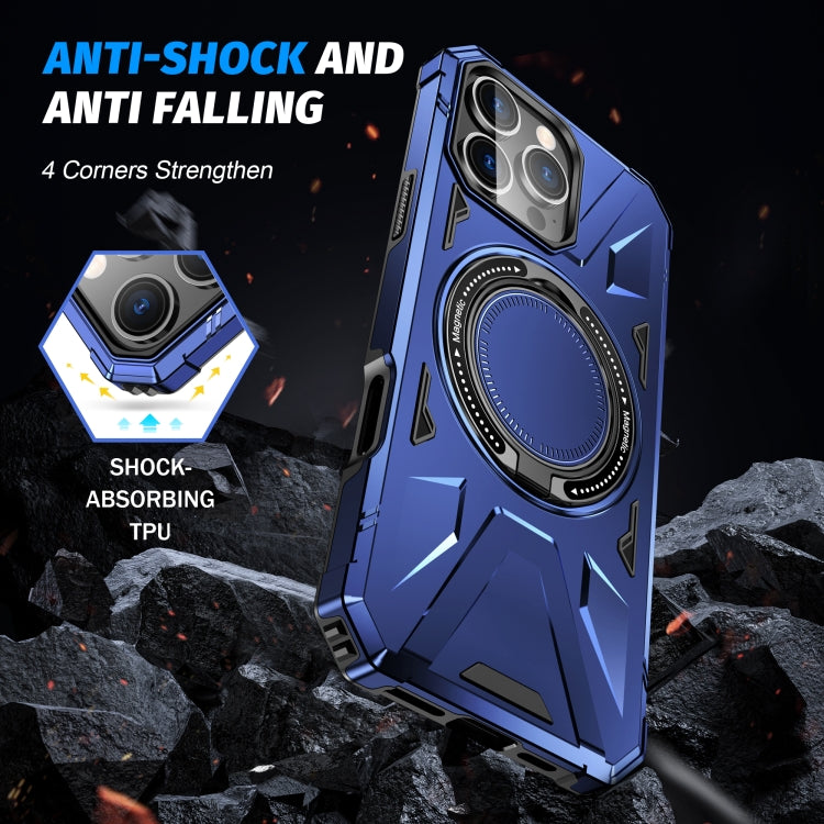 For iPhone 16 Pro Max MagSafe Magnetic Shockproof Phone Case with Ring Holder(Navy Blue)