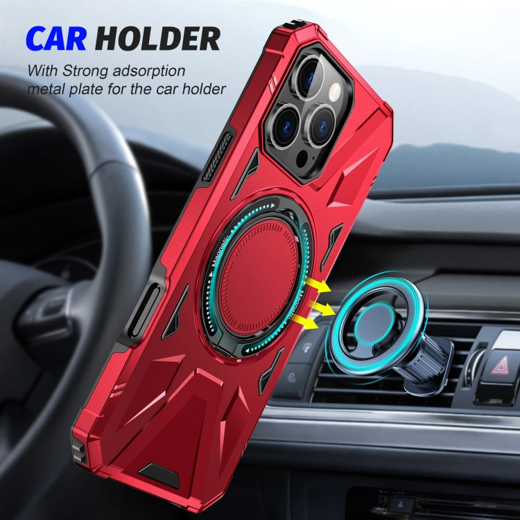 For iPhone 16 Pro MagSafe Magnetic Shockproof Phone Case with Ring Holder(Red)