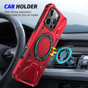 For iPhone 16 Pro MagSafe Magnetic Shockproof Phone Case with Ring Holder(Red)