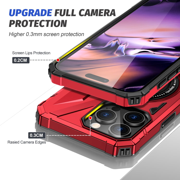 For iPhone 16 Pro MagSafe Magnetic Shockproof Phone Case with Ring Holder(Red)