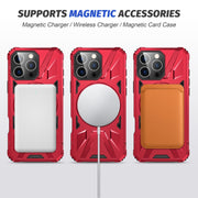 For iPhone 16 Pro MagSafe Magnetic Shockproof Phone Case with Ring Holder(Red)