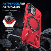 For iPhone 16 Pro MagSafe Magnetic Shockproof Phone Case with Ring Holder(Red)