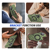 For iPhone 16 MagSafe Magnetic Shockproof Phone Case with Ring Holder(Dark Green)
