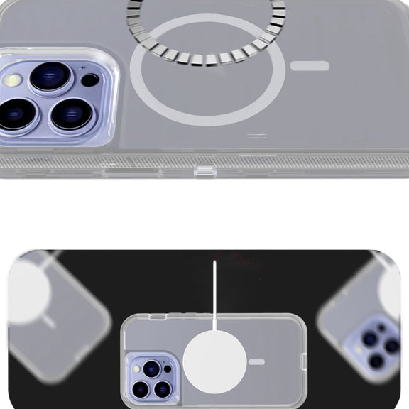 For iPhone 15 Plus Shockproof MagSafe Magnetic Phone Case(Transparent Grey)