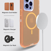 For iPhone 15 Plus Shockproof MagSafe Magnetic Phone Case(Transparent Gold)