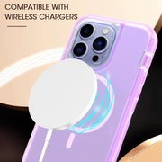 For iPhone 14 Plus Shockproof MagSafe Magnetic Phone Case(Transparent Purple)