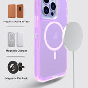For iPhone 14 Plus Shockproof MagSafe Magnetic Phone Case(Transparent Purple)