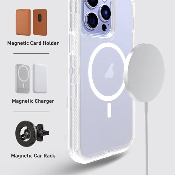 For iPhone 13 Pro Max Shockproof MagSafe Magnetic Phone Case(Transparent)