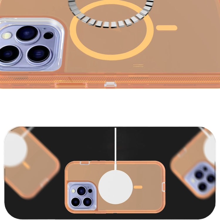 For iPhone 12 Pro Max Shockproof MagSafe Magnetic Phone Case(Transparent Gold)