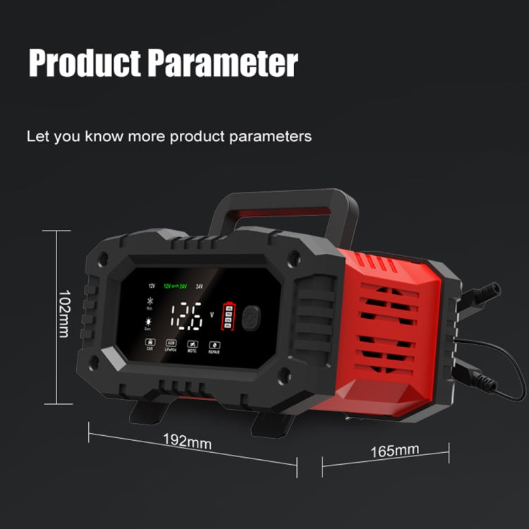 FOXSUR 12V / 24V 20A 300W Portable Motorcycle Car Smart Battery Charger(US Plug)