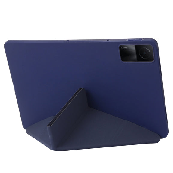 For Xiaomi Redmi Pad SE Deformation Silicone Leather Tablet Case(Dark Blue)