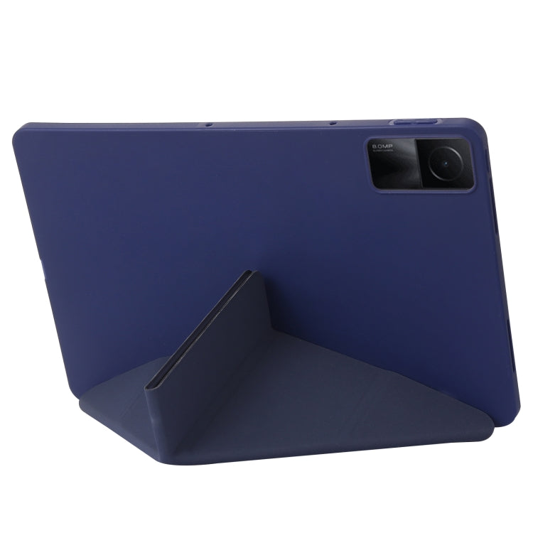 For Xiaomi Redmi Pad SE Deformation Silicone Leather Tablet Case(Dark Blue)