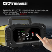 FOXSUR 12V / 24V 10A Portable Motorcycle Car Smart Battery Charger(US Plug)
