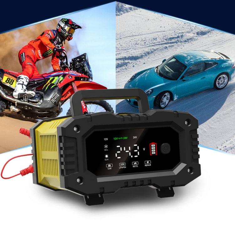 FOXSUR 12V / 24V 10A Portable Motorcycle Car Smart Battery Charger(US Plug)