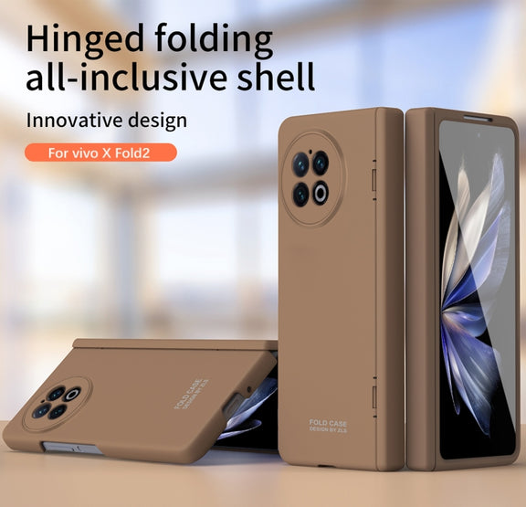 For vivo X Fold2 Extraordinary Series Hinged Folding Full Phone Case(Coffee)