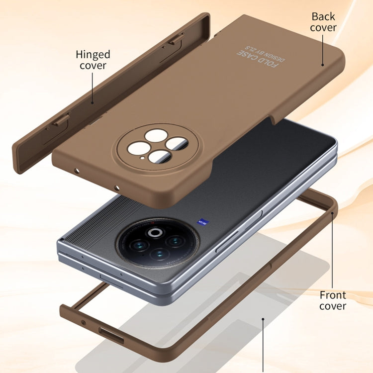 For vivo X Fold2 Extraordinary Series Hinged Folding Full Phone Case(Coffee)