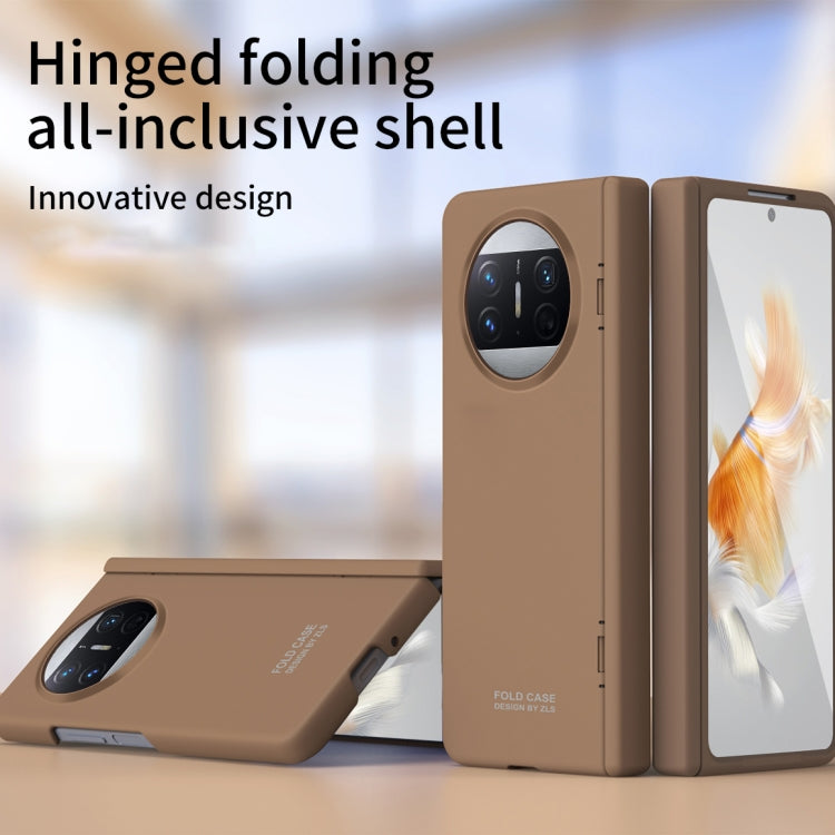 For Huawei Mate X3 Extraordinary Series Hinged Folding Full Coverage Phone Case with Pen Slot & Stylus(Coffee)