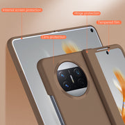 For Huawei Mate X3 Extraordinary Series Hinged Folding Full Coverage Phone Case with Pen Slot & Stylus(Coffee)