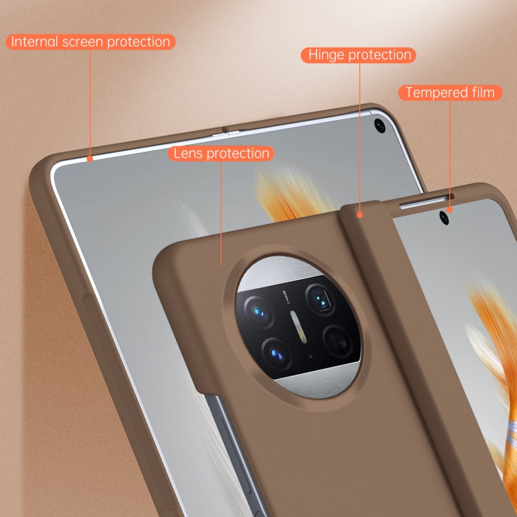 For Huawei Mate X3 Extraordinary Series Hinged Folding Full Coverage Phone Case with Pen Slot & Stylus(Coffee)