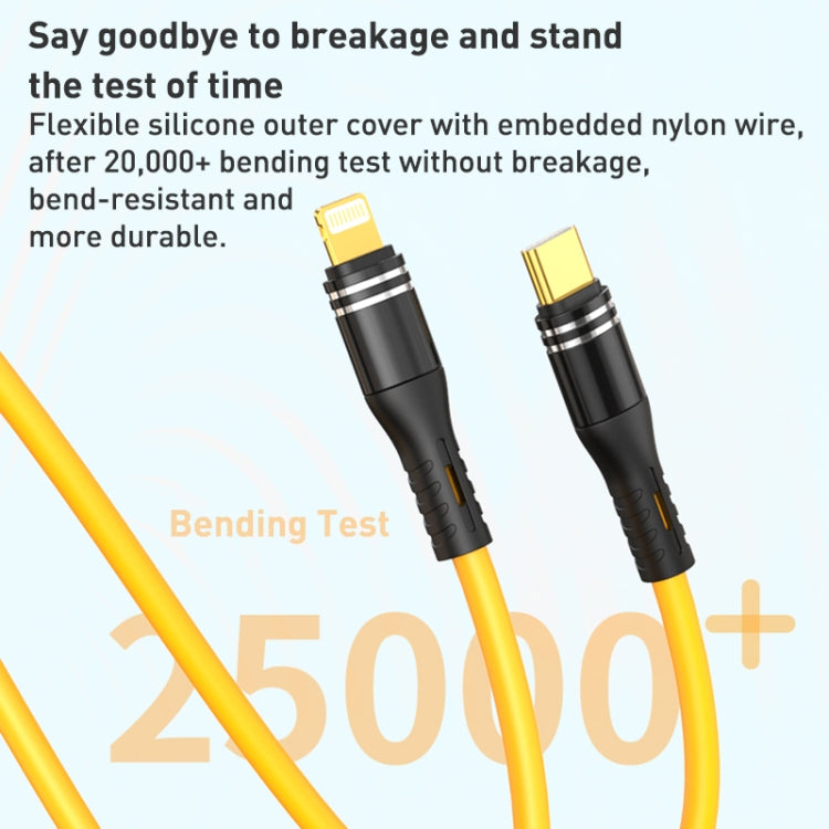 USB to 8 Pin Liquid Silicone Charging Data Cable, Length: 1.2m(Yellow)