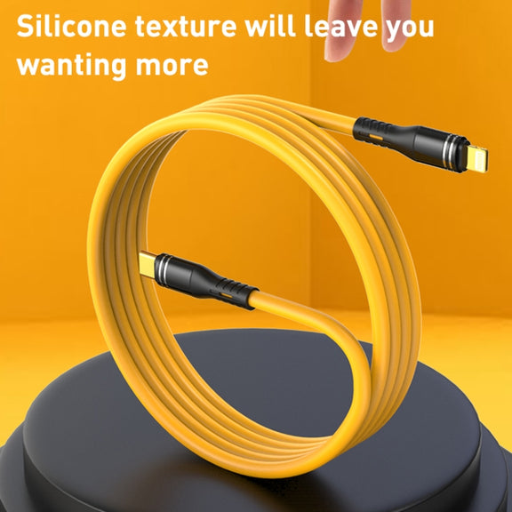 USB to 8 Pin Liquid Silicone Charging Data Cable, Length: 1.2m(Yellow)