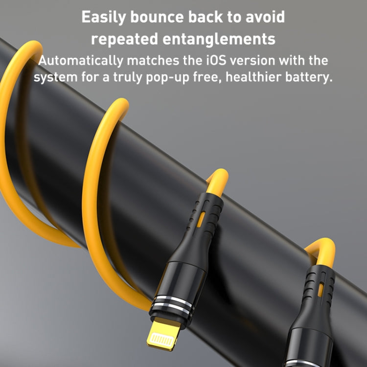 USB to 8 Pin Liquid Silicone Charging Data Cable, Length: 1.2m(Yellow)