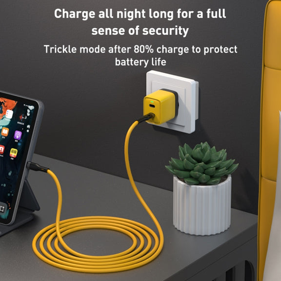 USB-C / Type-C to 8 Pin Liquid Silicone Charging Data Cable, Length: 1.2m(Yellow)