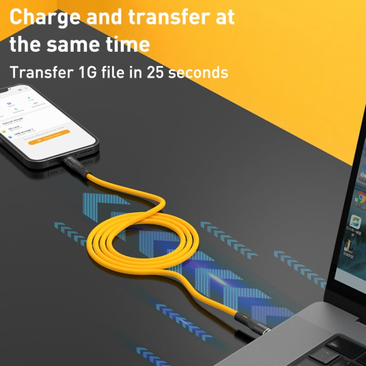 USB-C / Type-C to 8 Pin Liquid Silicone Charging Data Cable, Length: 1.2m(Yellow)