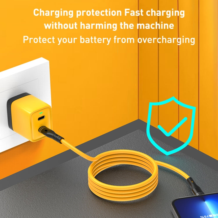 USB-C / Type-C to 8 Pin Liquid Silicone Charging Data Cable, Length: 1.2m(Yellow)