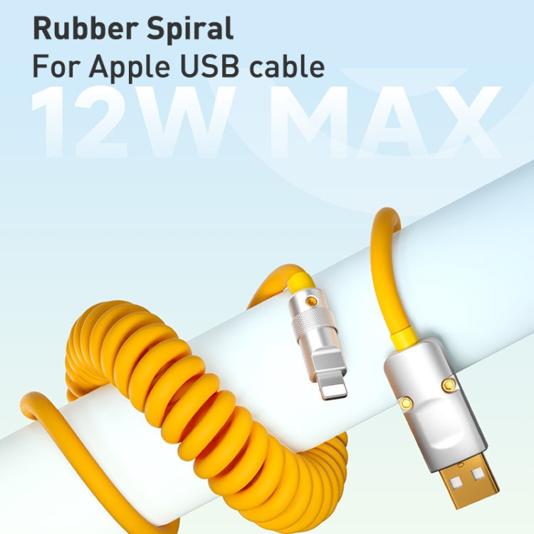 XJ-U101 USB-C / Type-C to 8 Pin Spring Charging Data Cable, Length: 1.5m(Yellow)