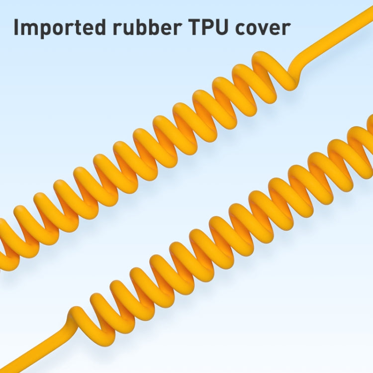 XJ-U101 USB-C / Type-C to 8 Pin Spring Charging Data Cable, Length: 1.5m(Yellow)