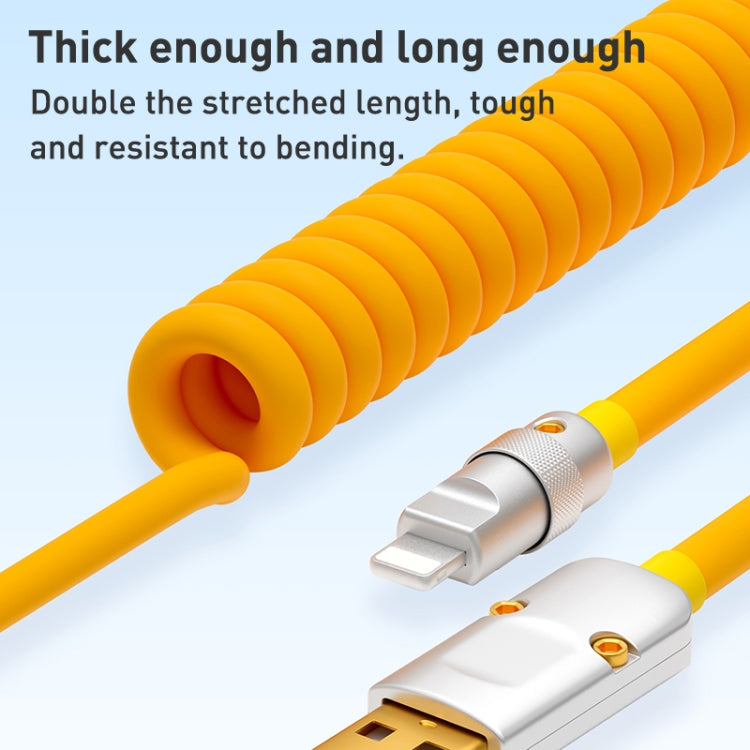 XJ-U101 USB-C / Type-C to 8 Pin Spring Charging Data Cable, Length: 1.5m(Yellow)