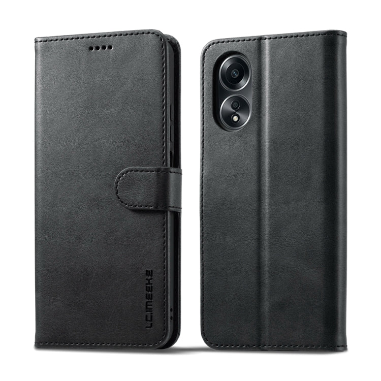 For OPPO A18 4G / A38 4G LC.IMEEKE Calf Texture Horizontal Flip Leather Case(Black)
