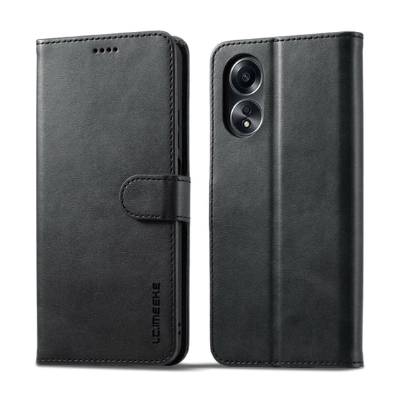 For OPPO A18 4G / A38 4G LC.IMEEKE Calf Texture Horizontal Flip Leather Case(Black)