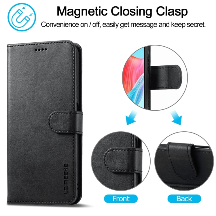 For OPPO A18 4G / A38 4G LC.IMEEKE Calf Texture Horizontal Flip Leather Case(Black)