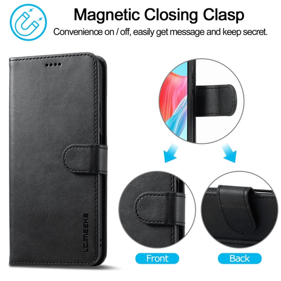 For OPPO A18 4G / A38 4G LC.IMEEKE Calf Texture Horizontal Flip Leather Case(Black)
