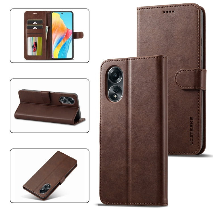 For OPPO Reno8 T 4G LC.IMEEKE Calf Texture Horizontal Flip Leather Case(Brown)