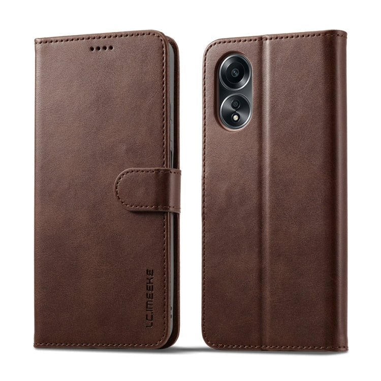 For OPPO Reno8 T 4G LC.IMEEKE Calf Texture Horizontal Flip Leather Case(Brown)