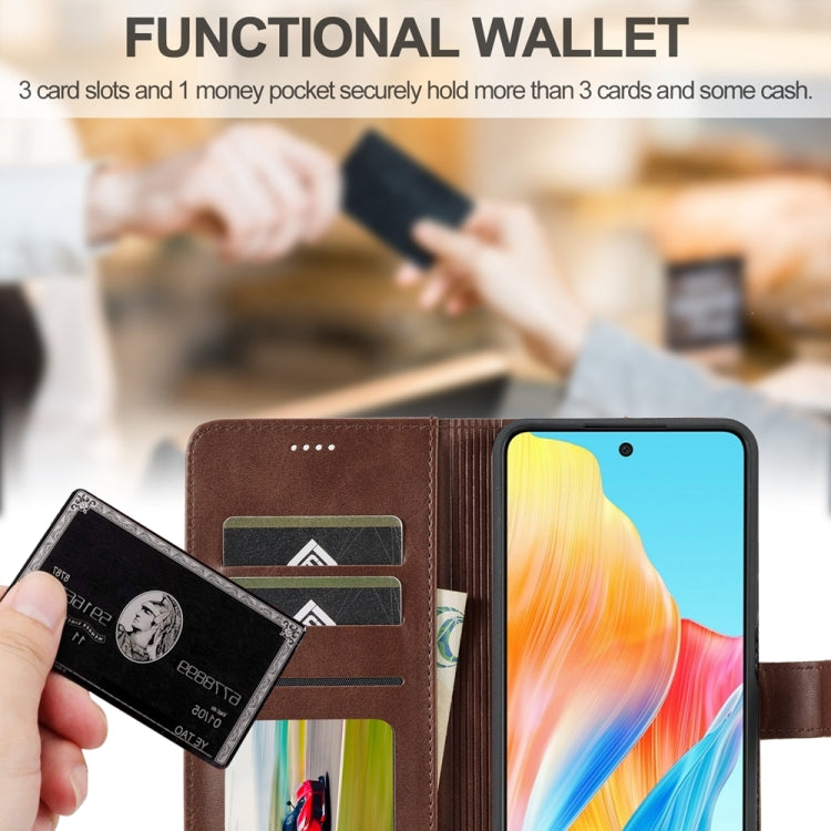 For OPPO Reno8 T 4G LC.IMEEKE Calf Texture Horizontal Flip Leather Case(Brown)