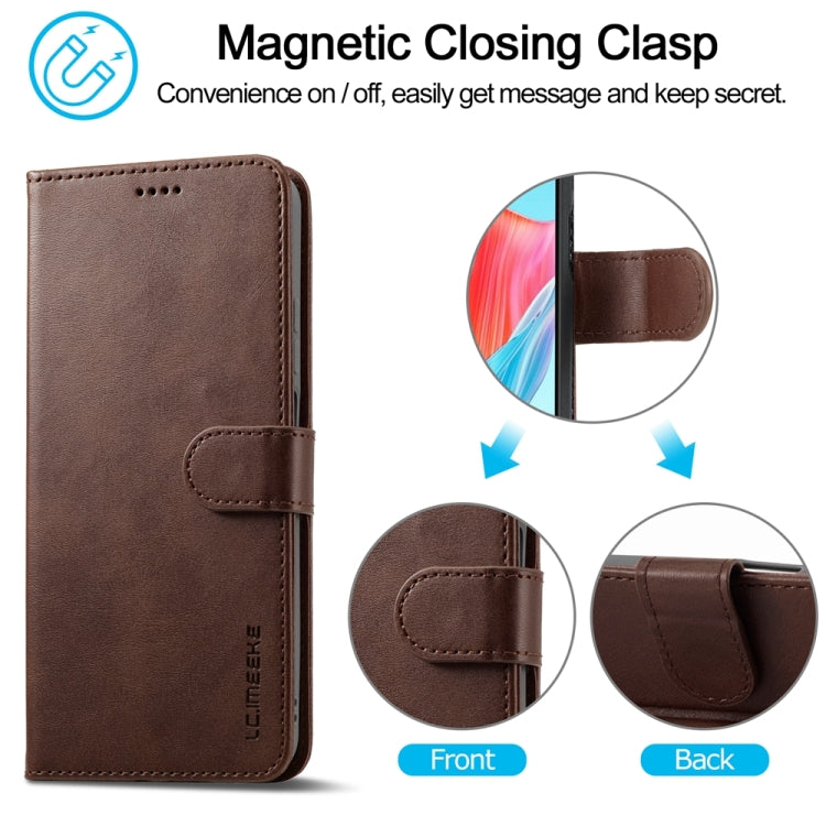 For OPPO Reno8 T 4G LC.IMEEKE Calf Texture Horizontal Flip Leather Case(Brown)