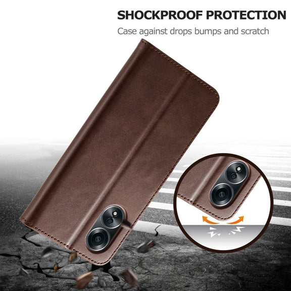 For OPPO Reno8 T 4G LC.IMEEKE Calf Texture Horizontal Flip Leather Case(Brown)