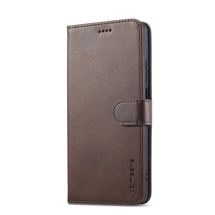 For Realme C55 LC.IMEEKE Calf Texture Horizontal Flip Leather Case(Brown)
