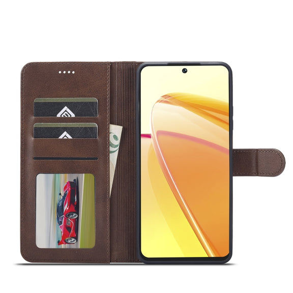 For Realme C55 LC.IMEEKE Calf Texture Horizontal Flip Leather Case(Brown)